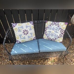 Set of 4 ( 2 shown on bench) Outdoor Colorful Patterned Pillow Covers w/ zipper!